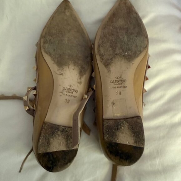 Valentino Garavani Rockstud patent leather ballet flats Tan Size 38 - Picture 5 of 5